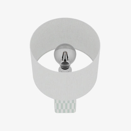 Lampe à poser Manet – céramique vert d'eau et lin naturel