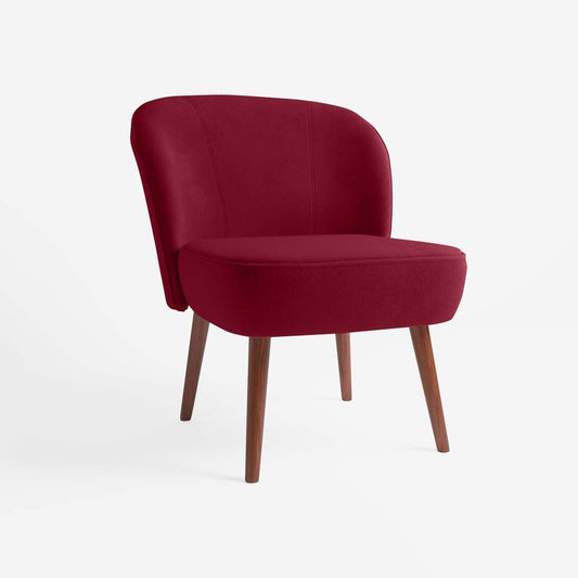 Petit fauteuil de salon en velours bordeaux