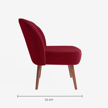 Petit fauteuil de salon en velours bordeaux