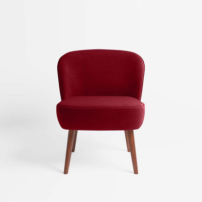 Petit fauteuil de salon en velours bordeaux