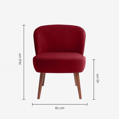 Petit fauteuil de salon en velours bordeaux