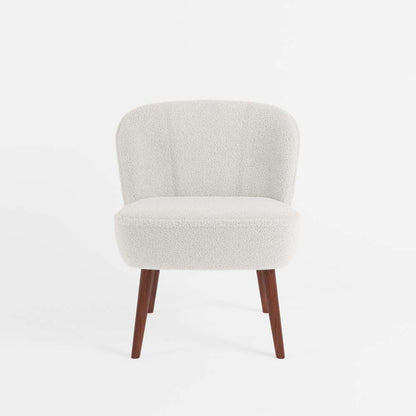 Petit fauteuil de salon, blanc effet laine bouclée