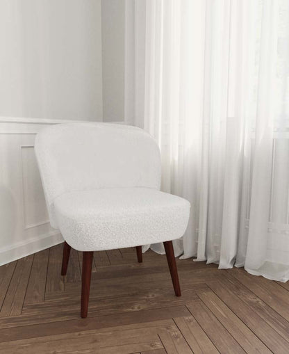Petit fauteuil de salon, blanc effet laine bouclée