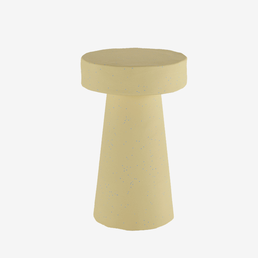 Petite table d'appoint ronde design en magnésie mouchetée de bleu Anémone