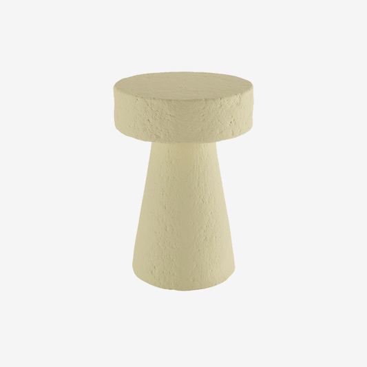 Table d'appoint circulaire en magnésie crème mouchetée bleu Marguerite