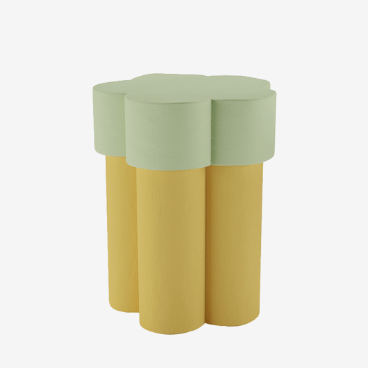 Table d'appoint en forme de fleur, magnésie vert clair et jaune Magnolia