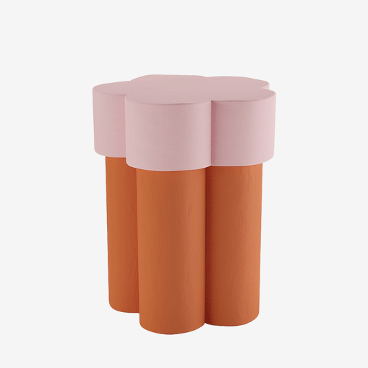 Table d'appoint en forme de fleur, magnésie orange et rose