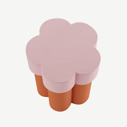 Table d'appoint en forme de fleur, magnésie orange et rose