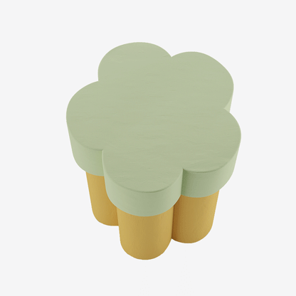 Table d'appoint en forme de fleur, magnésie vert clair et jaune Magnolia