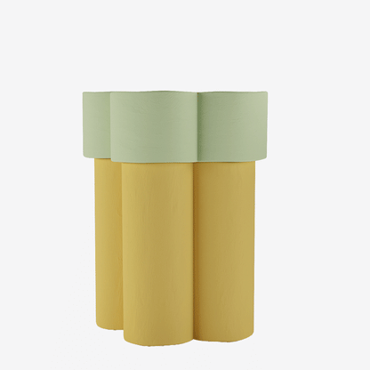 Table d'appoint en forme de fleur, magnésie vert clair et jaune Magnolia