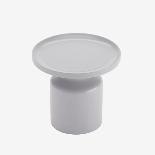 Table d'appoint ronde en métal gris clair
