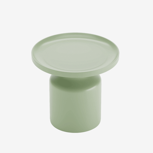 Table d'appoint ronde en métal vert d'eau