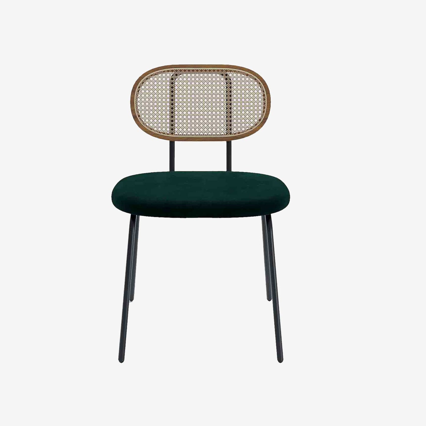 Lot de 2 chaises en rotin et velours vert Gabrielle