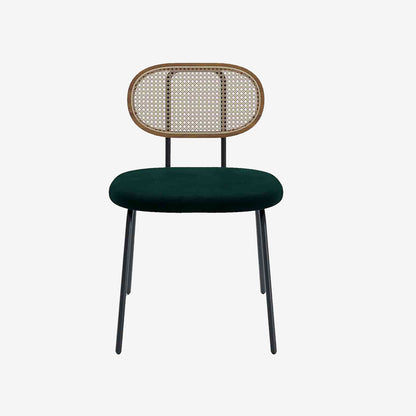 Lot de 2 chaises en rotin et velours vert Gabrielle